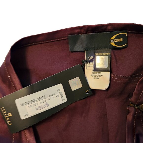 NEW With Tag ROBERTO CAVALLI Brown Satin Hi Low Mermaid Style Skirt Euro Size 38 - Picture 3 of 4